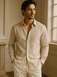 Chemise en lin homme manche longue