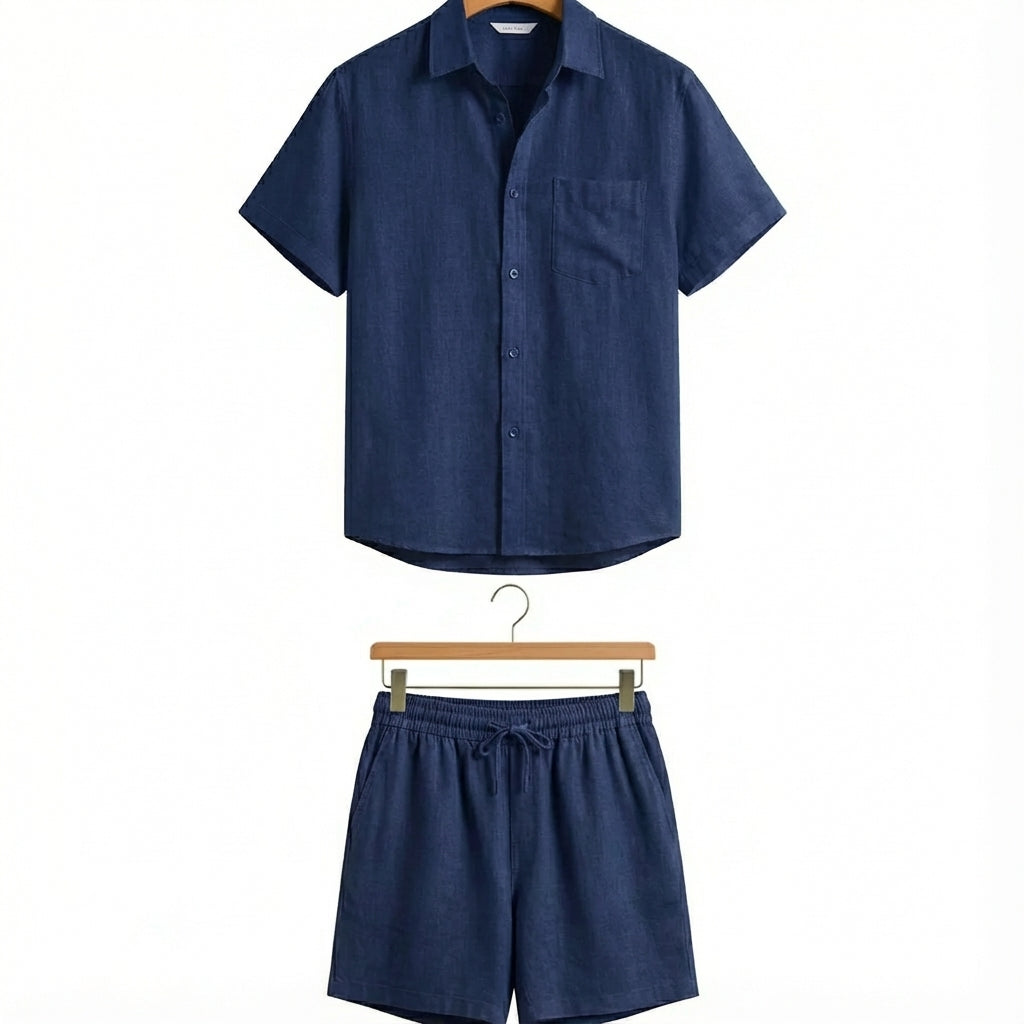 Ensemble Chemise Short en Lin Homme