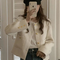 Veste tweed femme beige