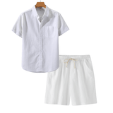 Ensemble chemise short en lin homme