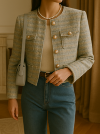 Veste courte tweed femme