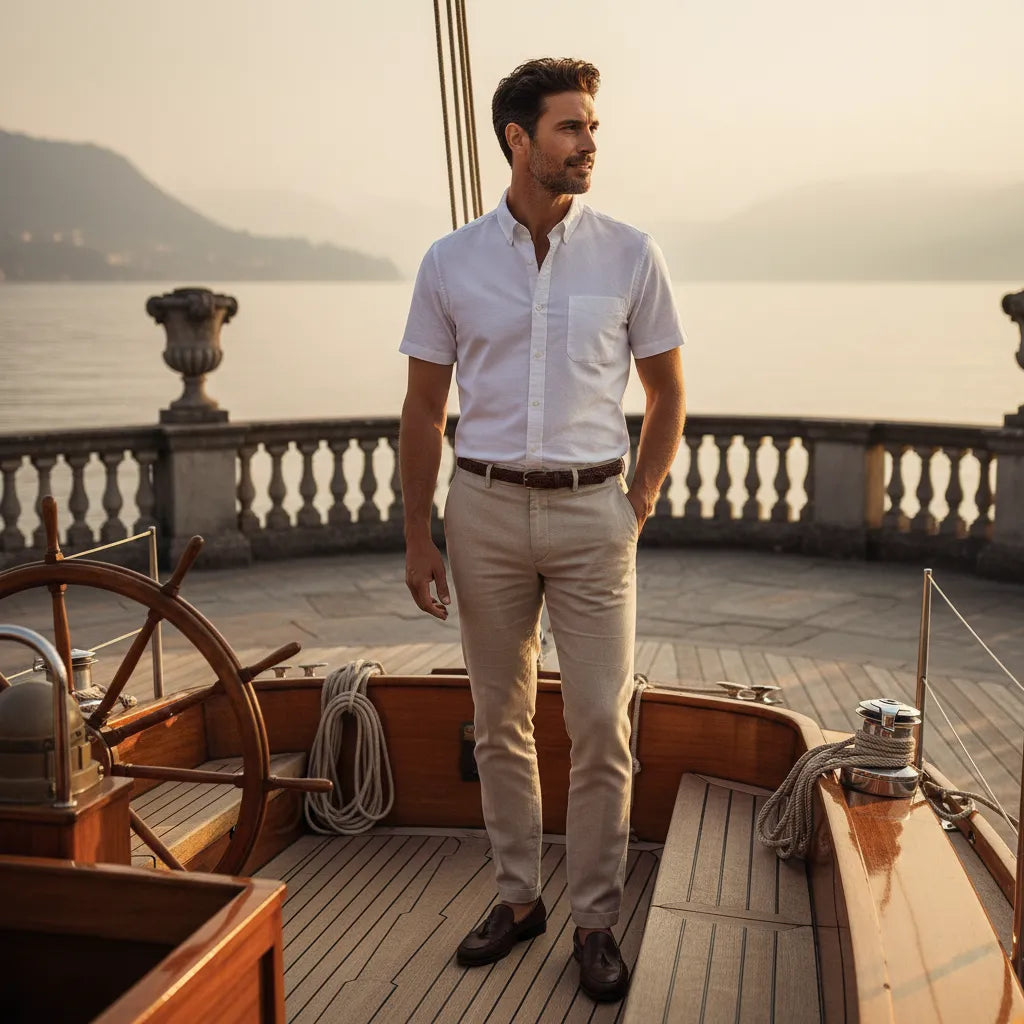 Chemise en Lin Homme Manche Courte - old money style