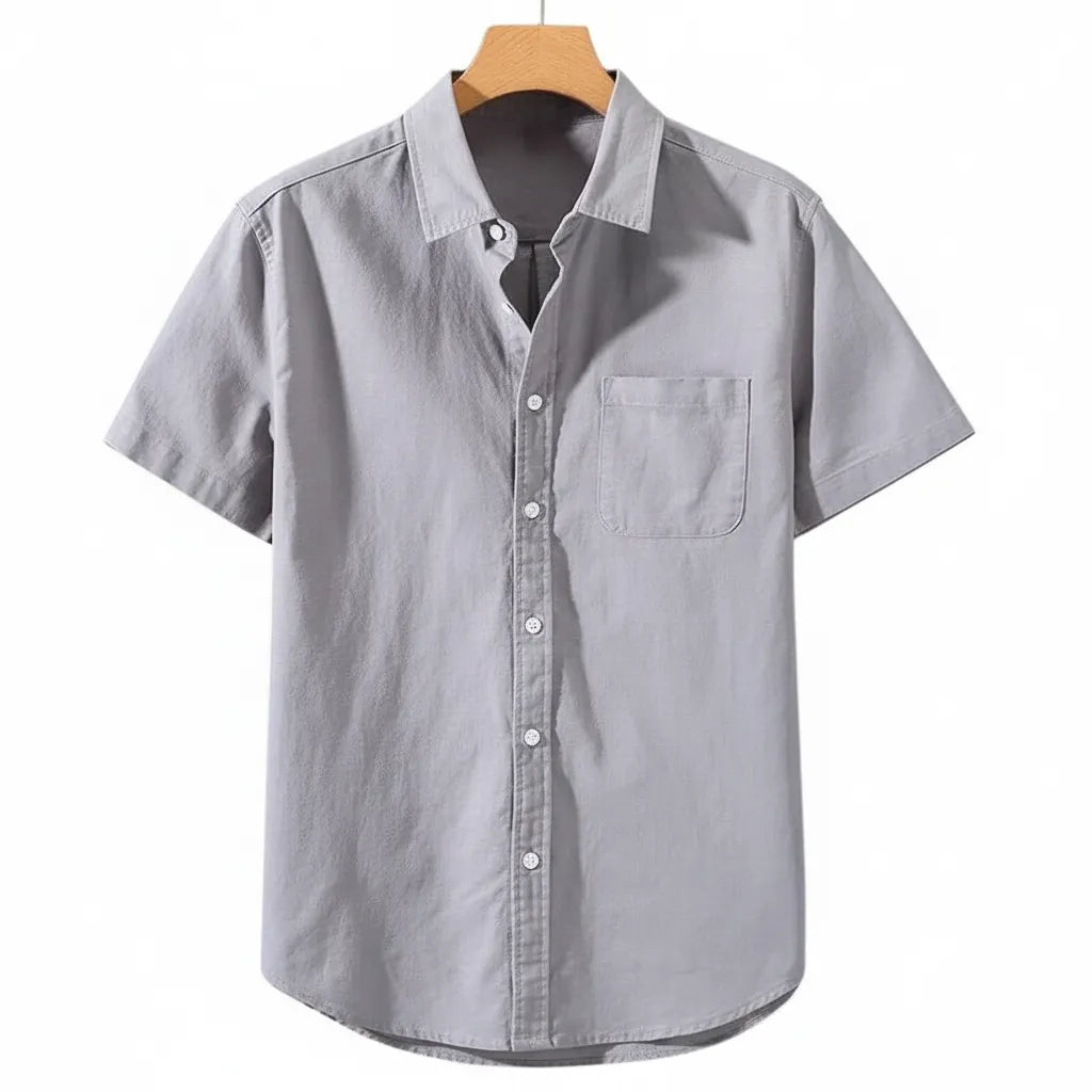 Chemise en Lin Homme Manche Courte Gris - old money style