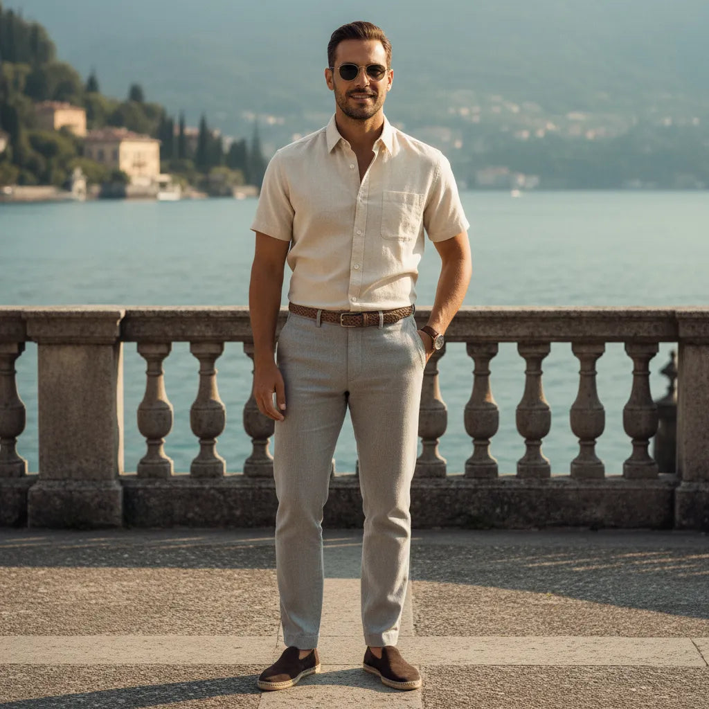 Chemise en Lin Homme Manche Courte - old money style