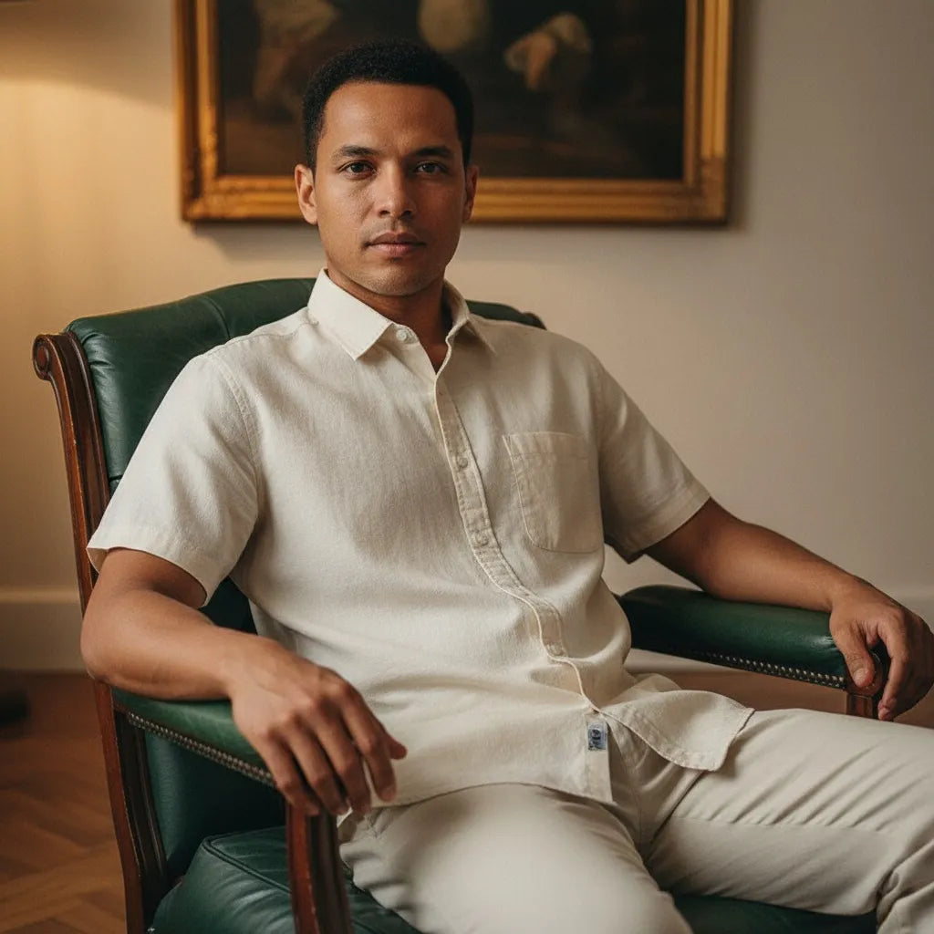 Chemise en Lin Homme Manche Courte - old money style