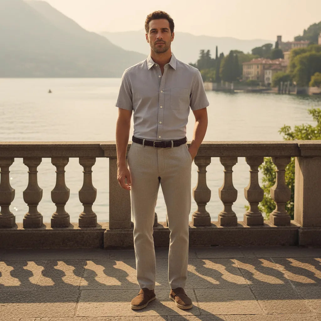 Chemise en Lin Homme Manche Courte - old money style