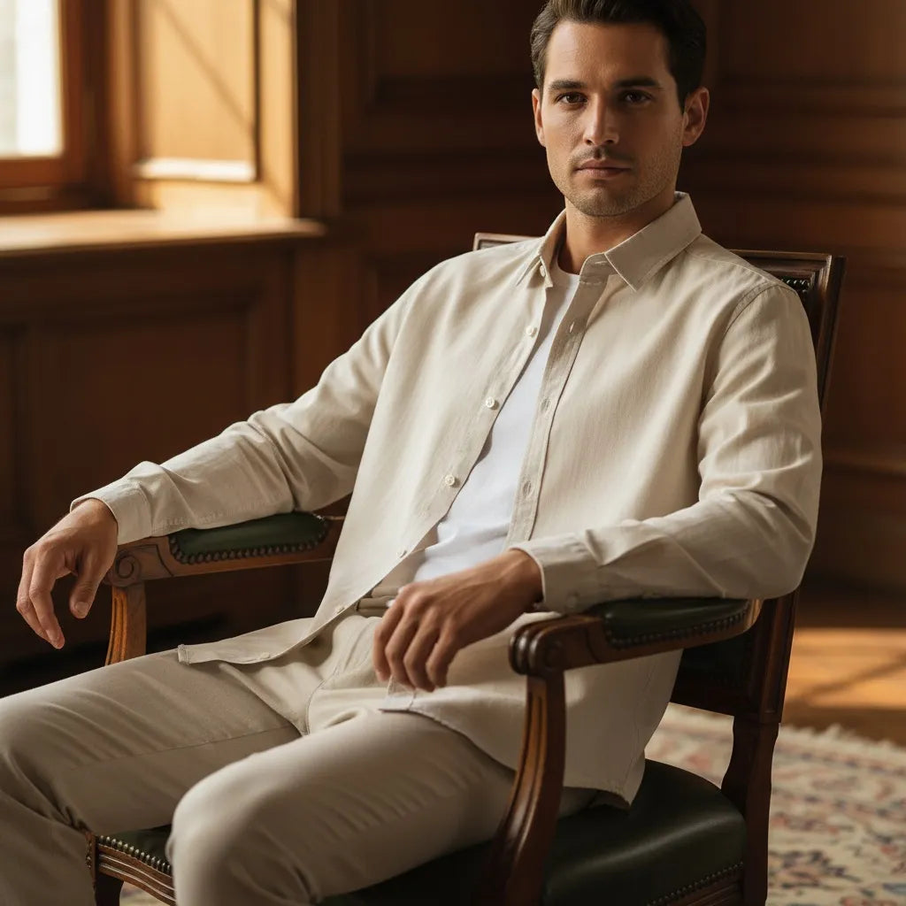 Chemise en Lin Homme Manche Longue - old money style