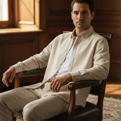 Chemise en lin homme manche longue