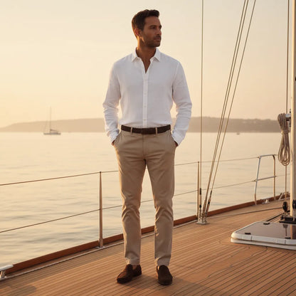 Chemise en lin homme manche longue