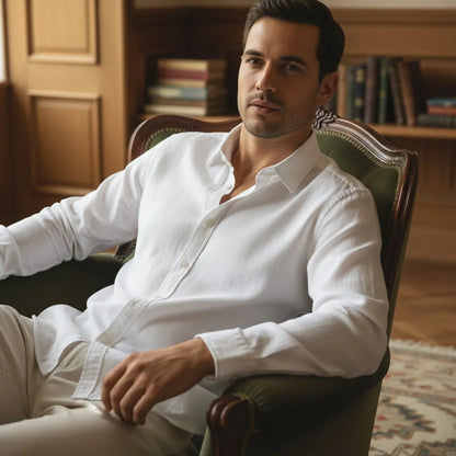 Chemise en lin homme manche longue