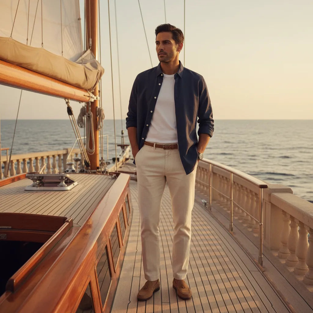 Chemise en lin homme manche longue