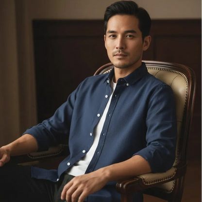 Chemise en lin homme manche longue