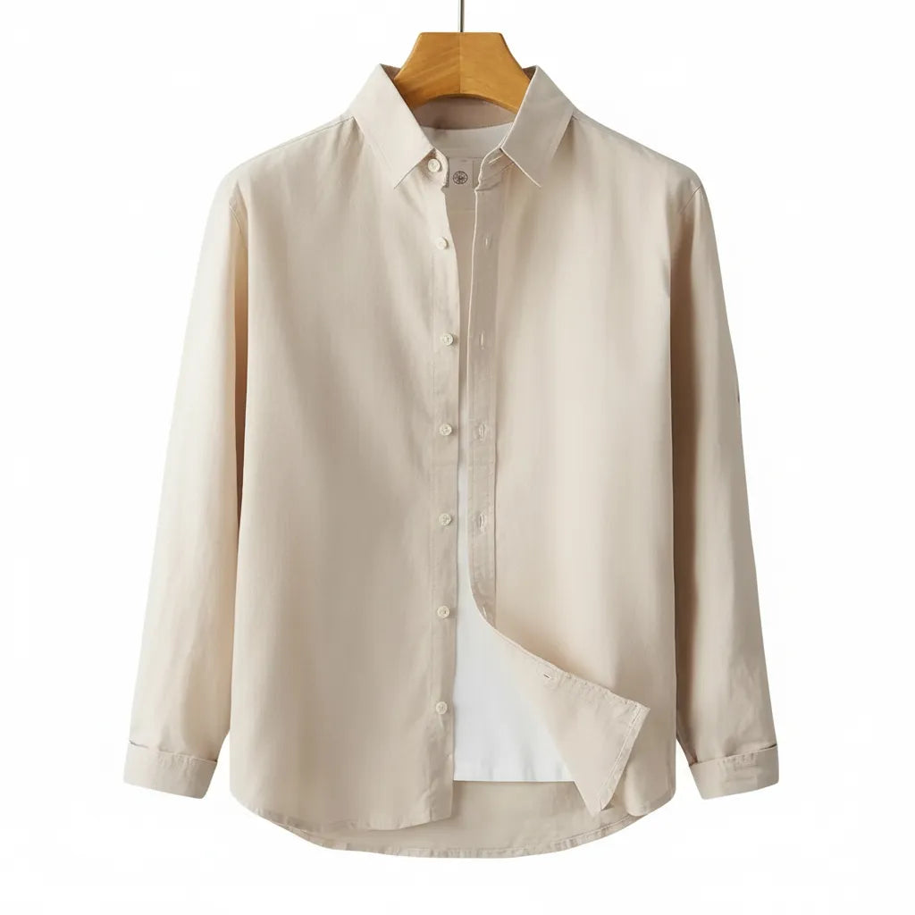 Chemise en Lin Homme Manche Longue Beige - old money style