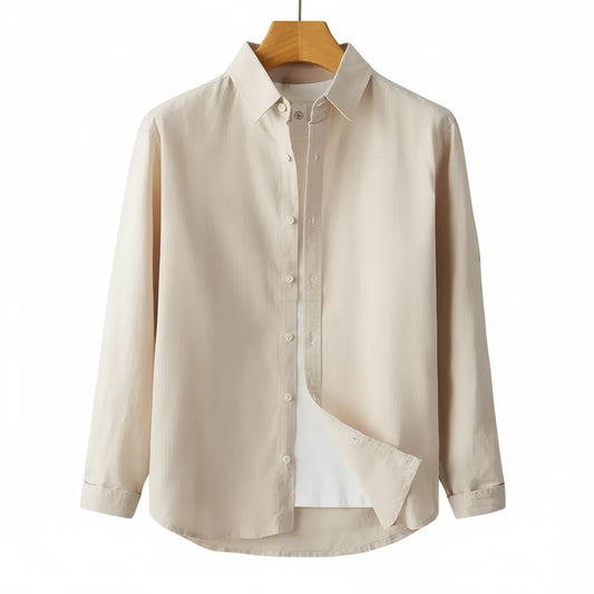 Chemise en Lin Homme Manche Longue Beige - old money style