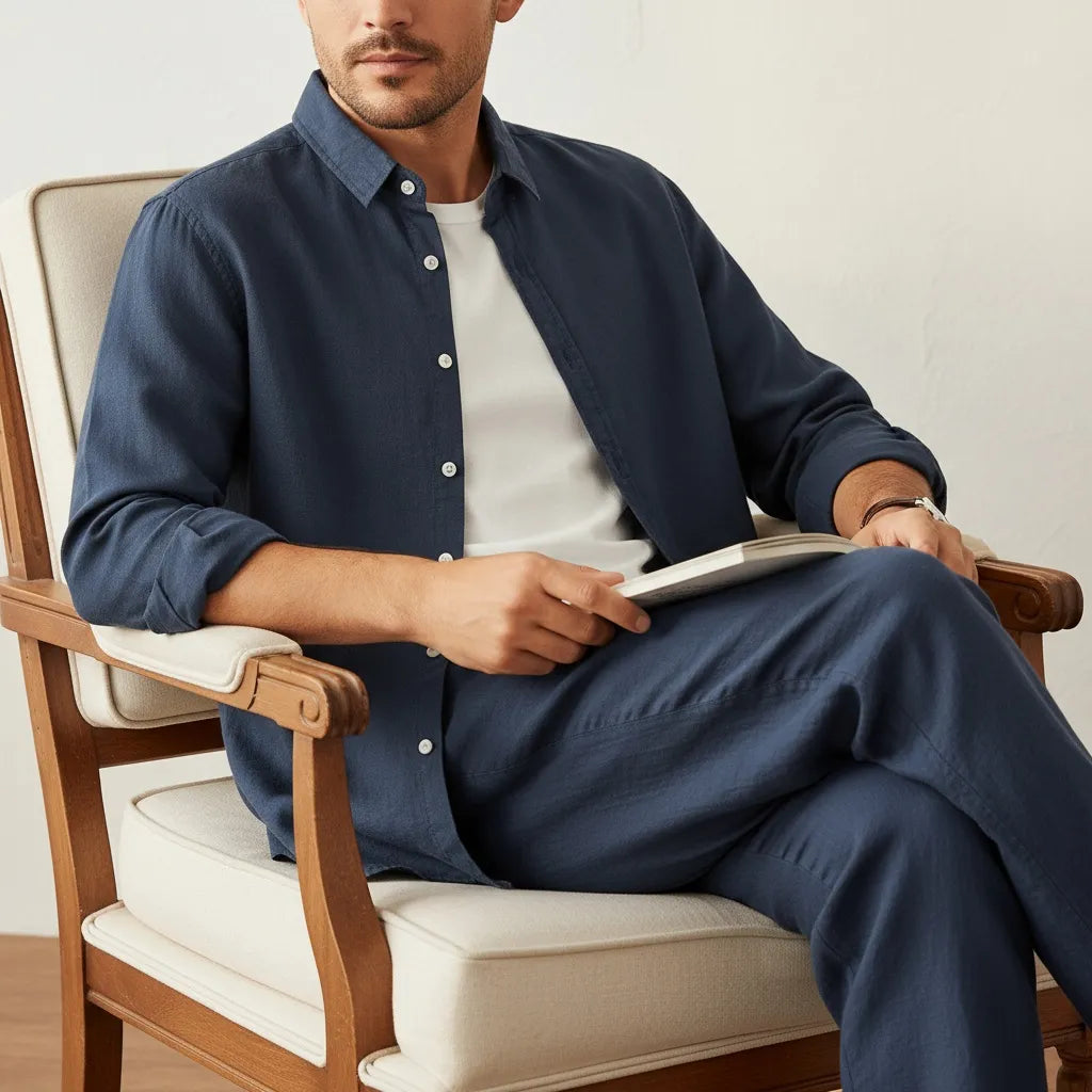 Ensemble en Lin Homme - old money style