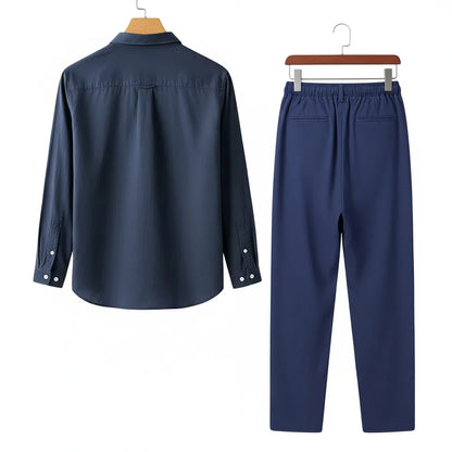 Ensemble en Lin Homme Bleu - old money style