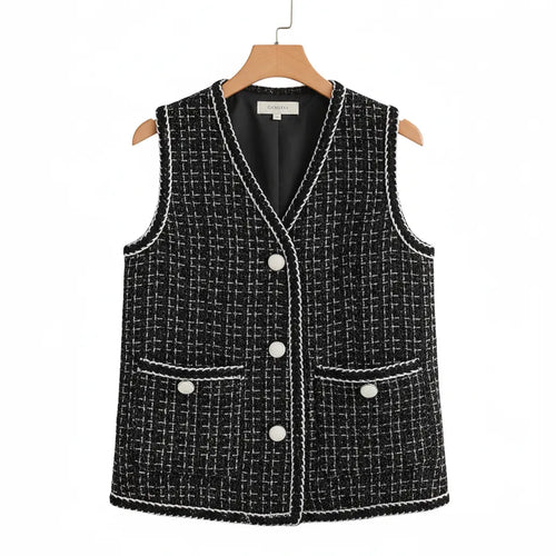 Gilet Tweed Femme S Noir - My Store