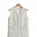Gilet Tweed Femme S Blanc - My Store