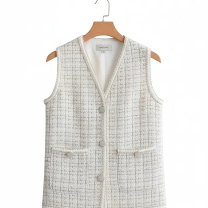 Gilet Tweed Femme S Blanc - My Store