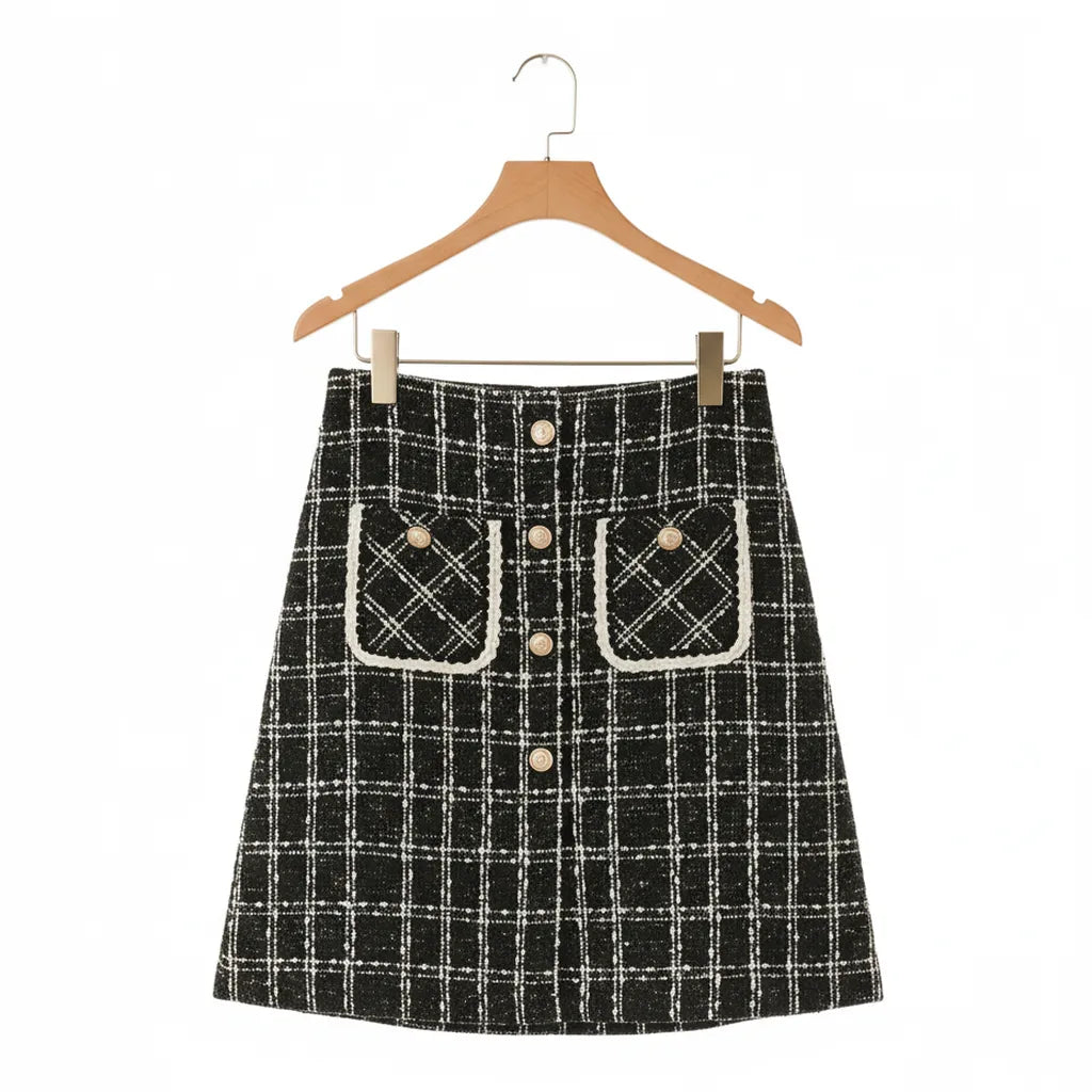 Jupe Midi Rayures Noir S - My Store