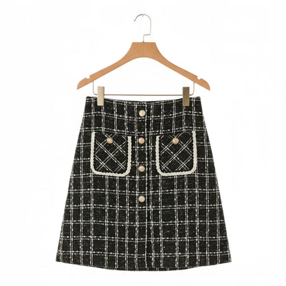 Jupe Midi Rayures Noir S - My Store