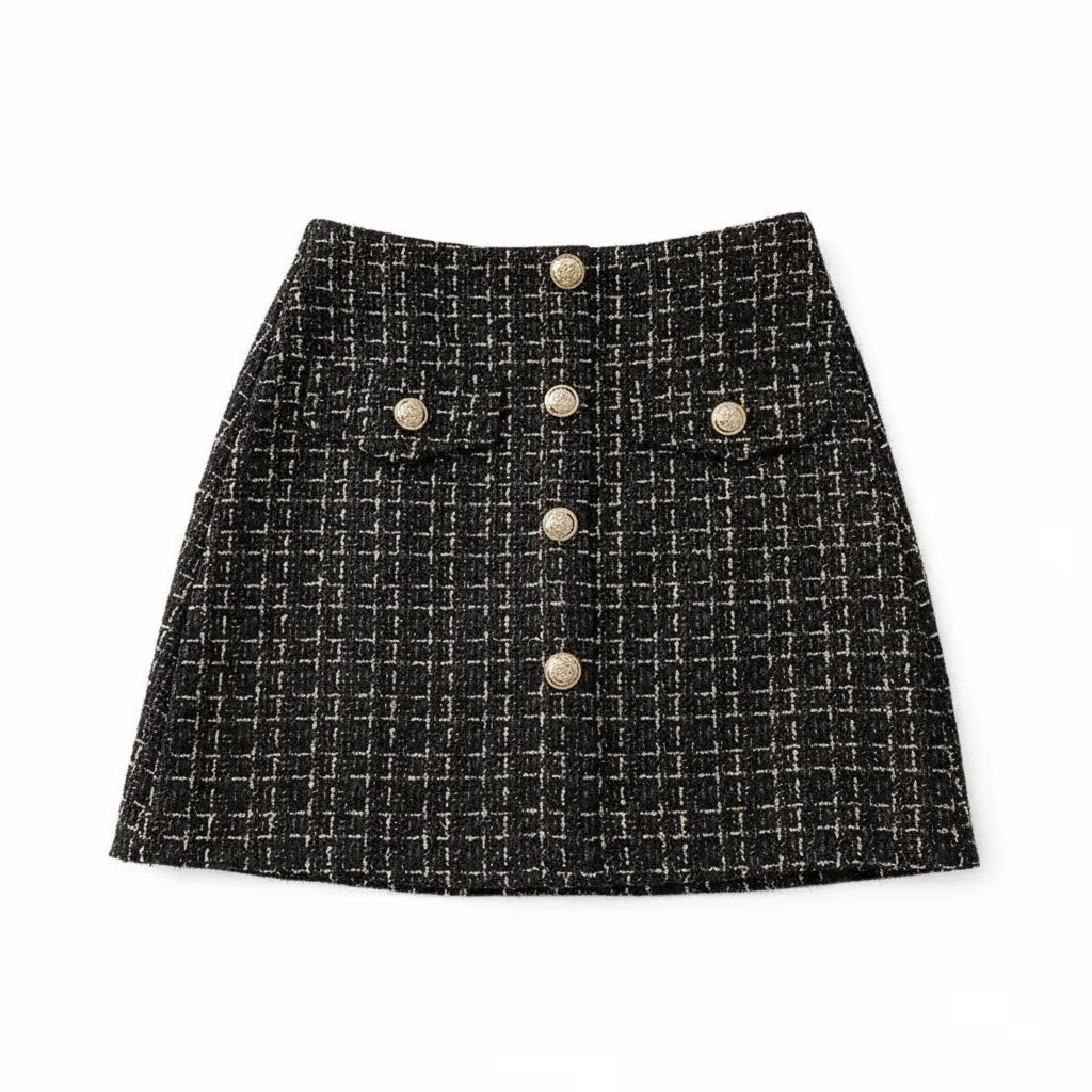 Jupe Motif Prince de Galles Noir - My Store