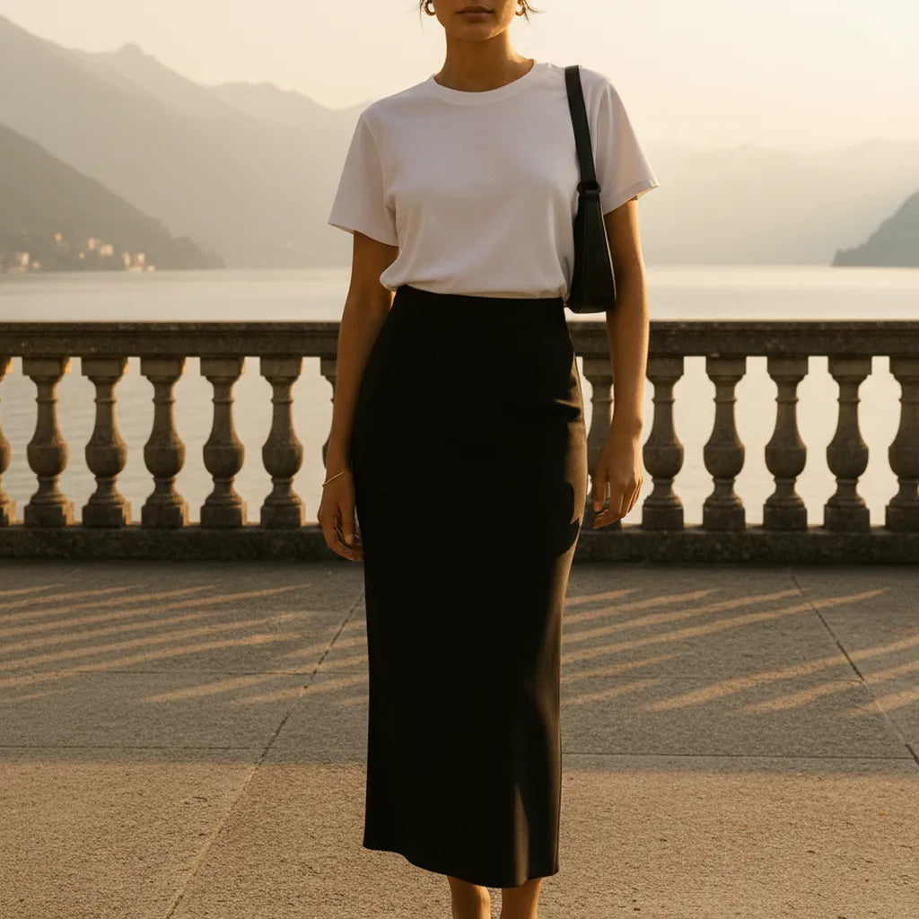 Jupe plissée en soie