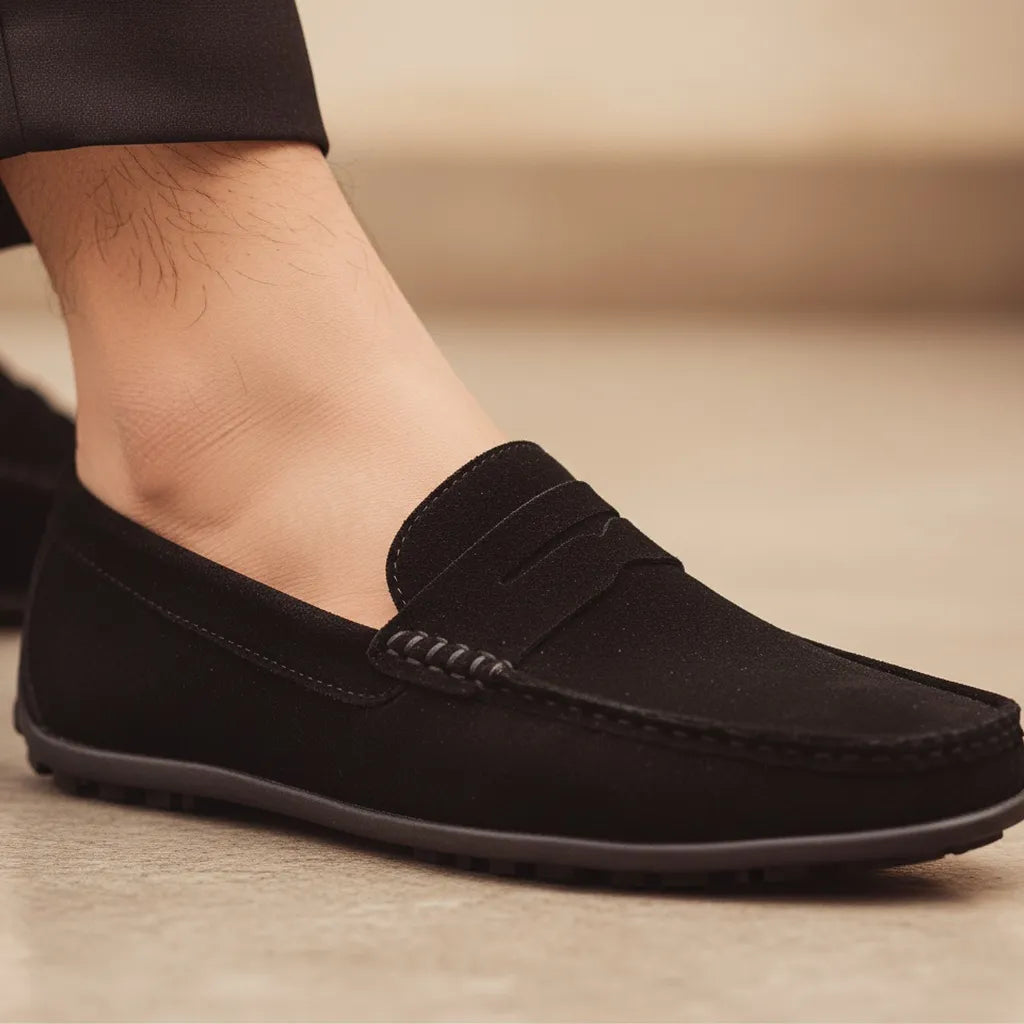 Mocassin en Daim Homme Noir - old money style
