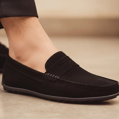 Mocassin en Daim Homme Noir - old money style