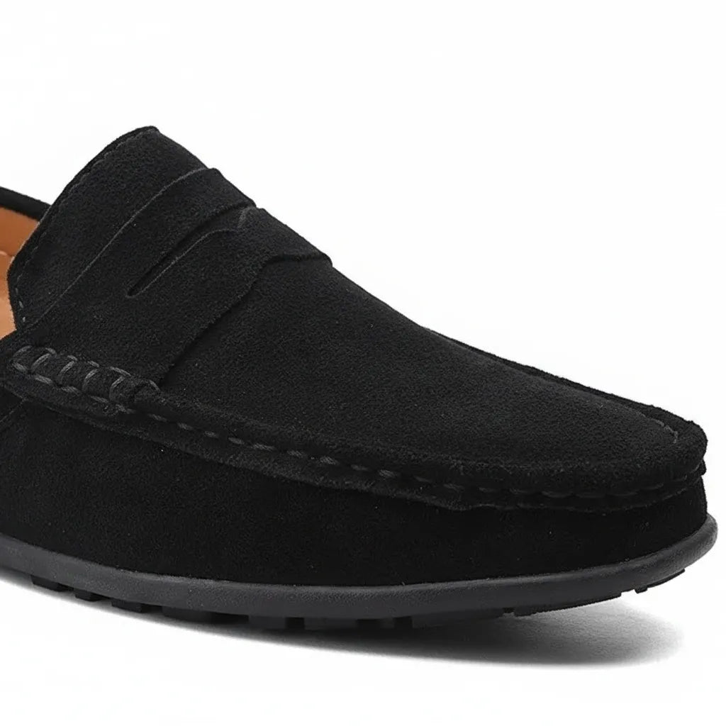 Mocassin en Daim Homme Noir - old money style