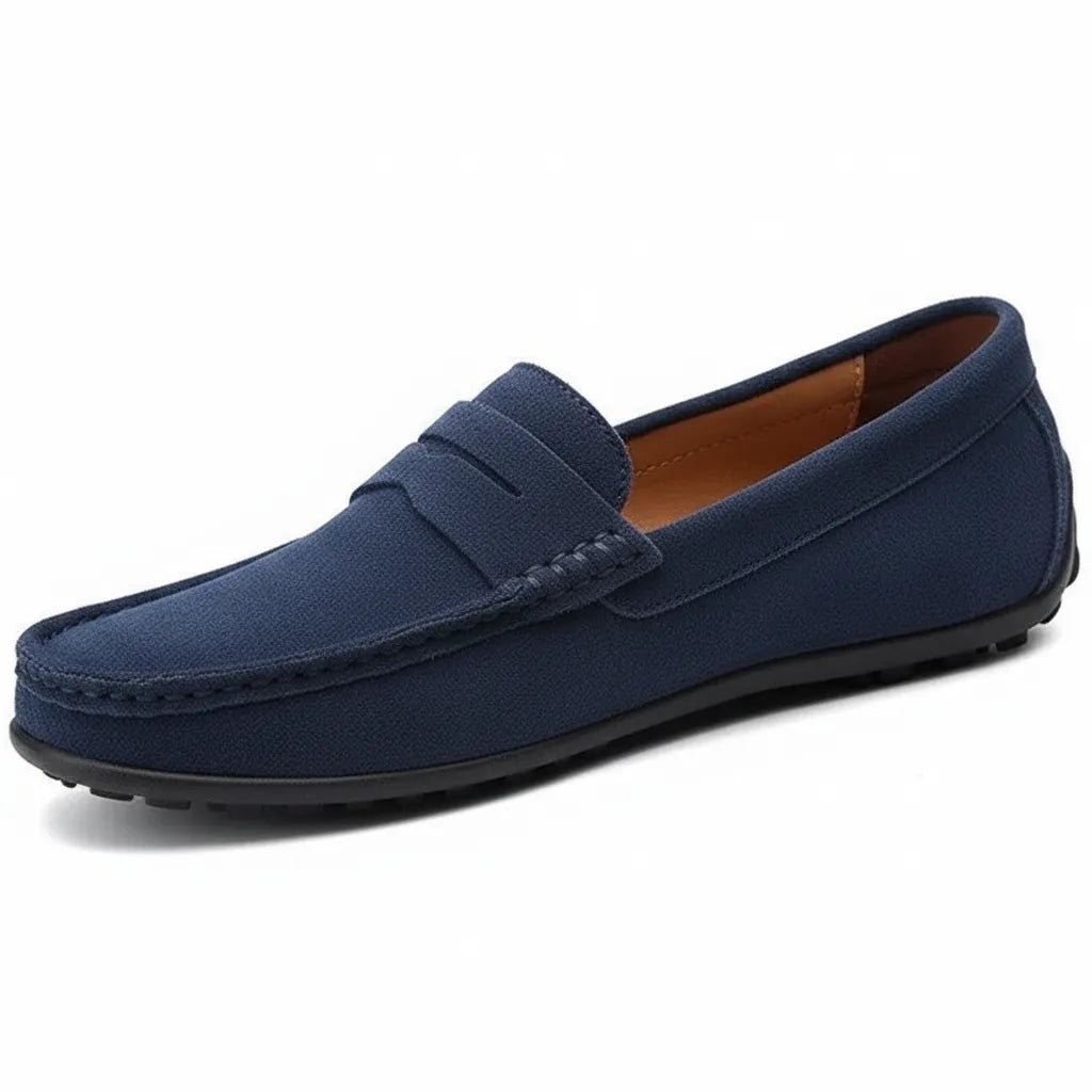 Mocassin en Daim Homme Bleu - old money style