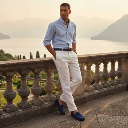 Mocassin en Daim Homme Bleu - old money style
