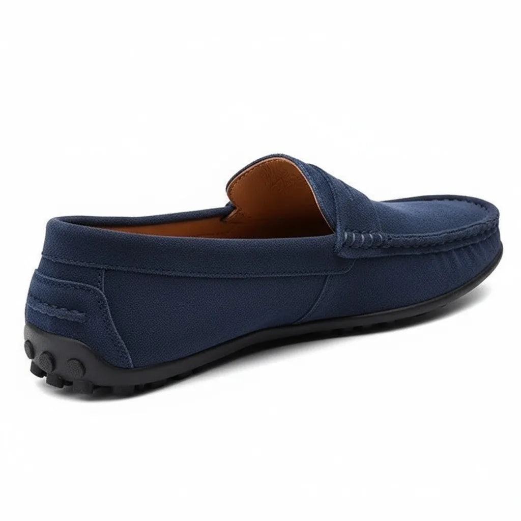 Mocassin en Daim Homme Bleu - old money style