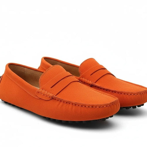Mocassin en Daim Homme Orange - old money style