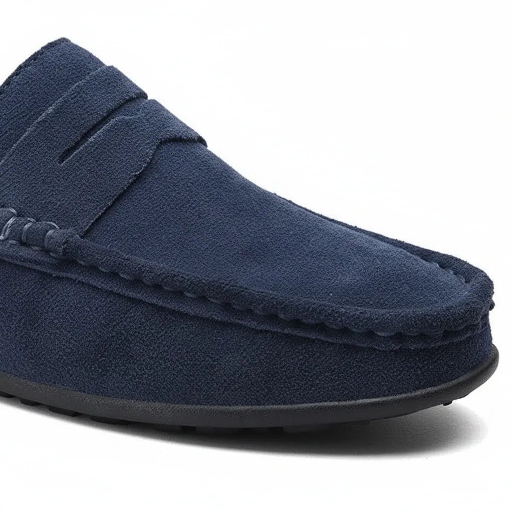 Mocassin en Daim Homme Bleu - old money style