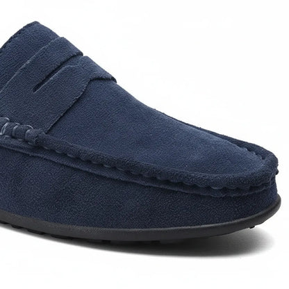 Mocassin en Daim Homme Bleu - old money style