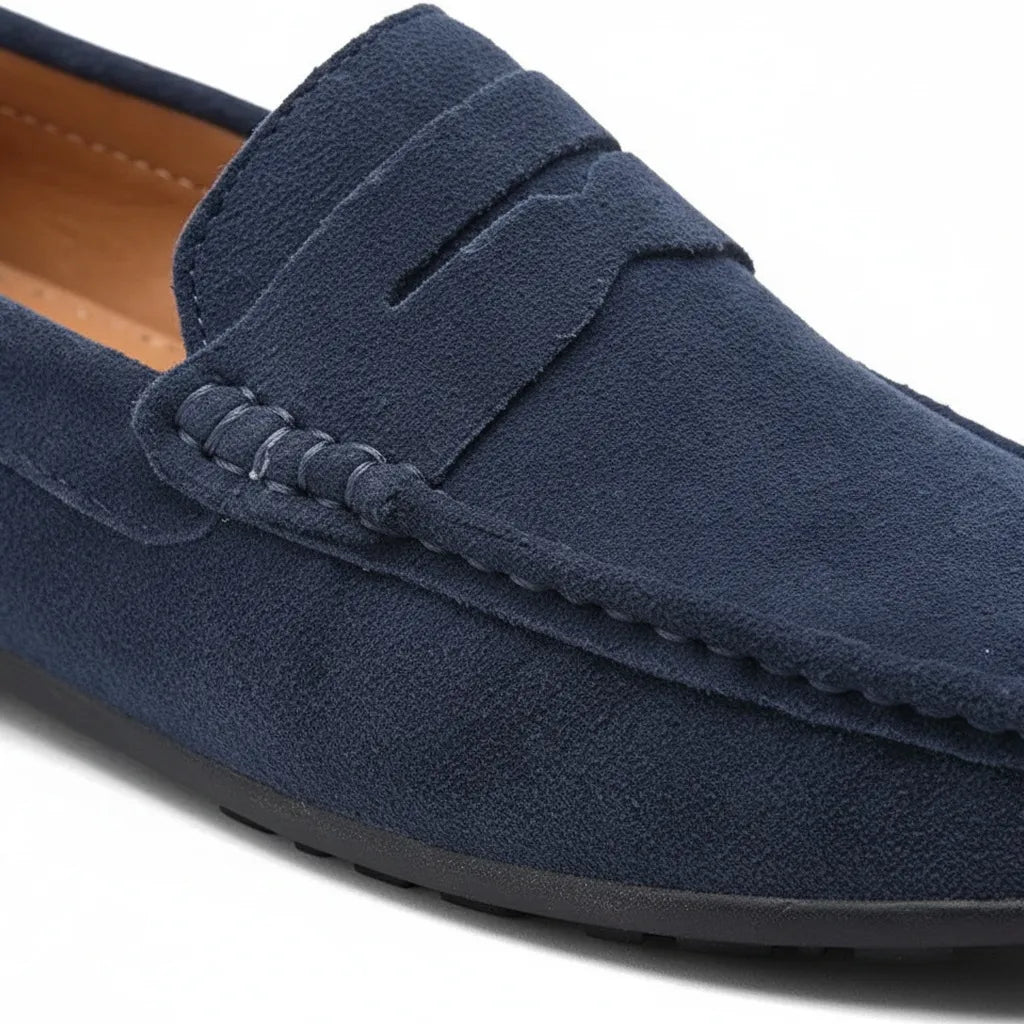 Mocassin en Daim Homme Bleu - old money style