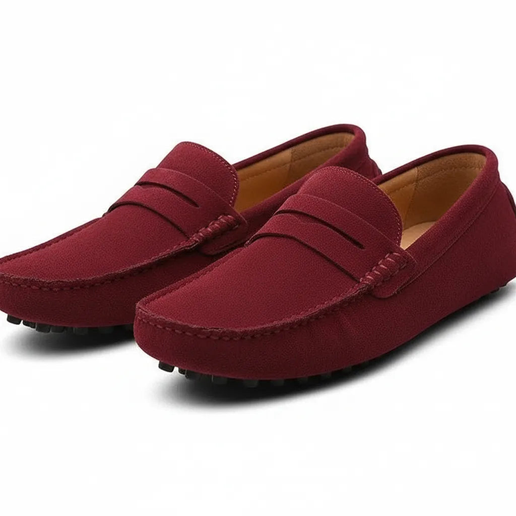 Mocassin en Daim Homme Rouge - old money style