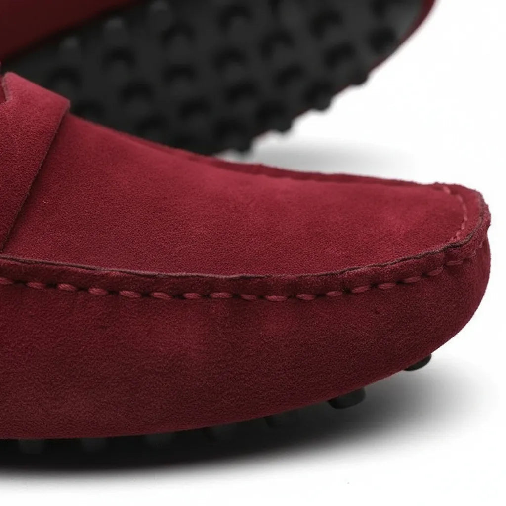 Mocassin en Daim Homme Rouge - old money style