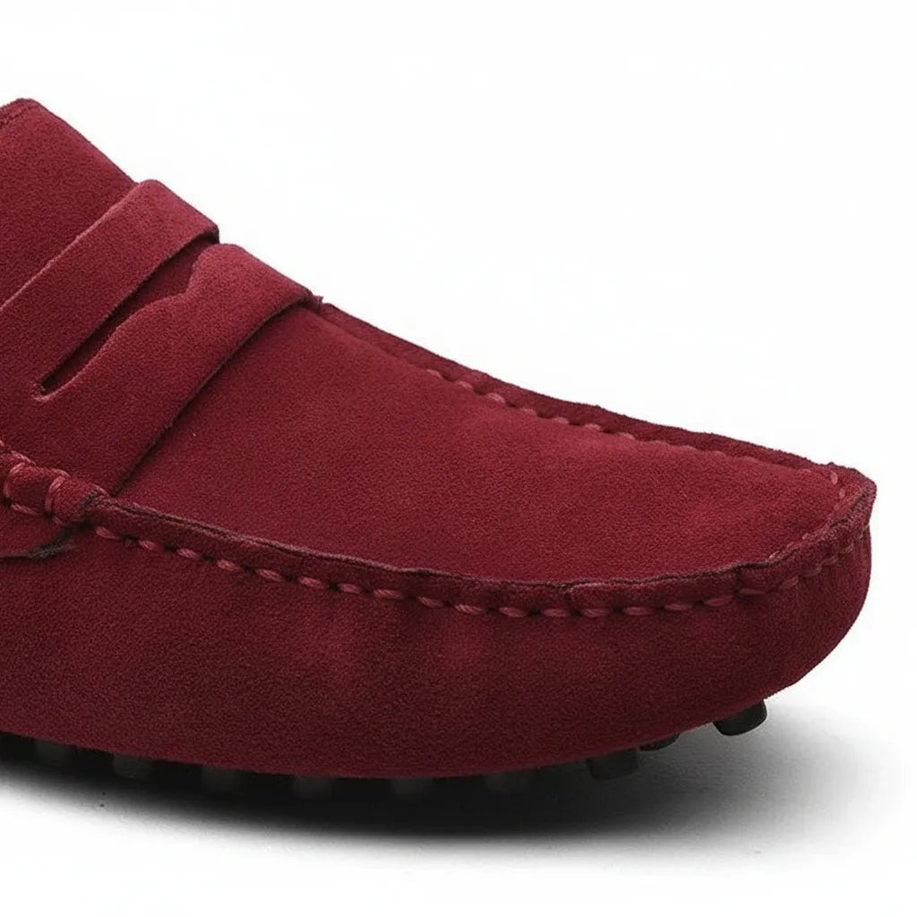 Mocassin en Daim Homme Rouge - old money style