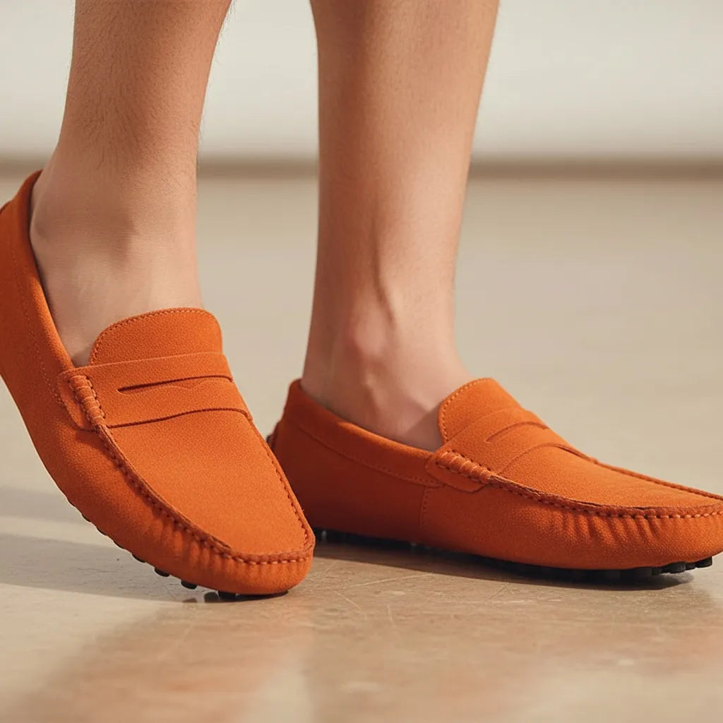 Mocassin en Daim Homme Orange - old money style