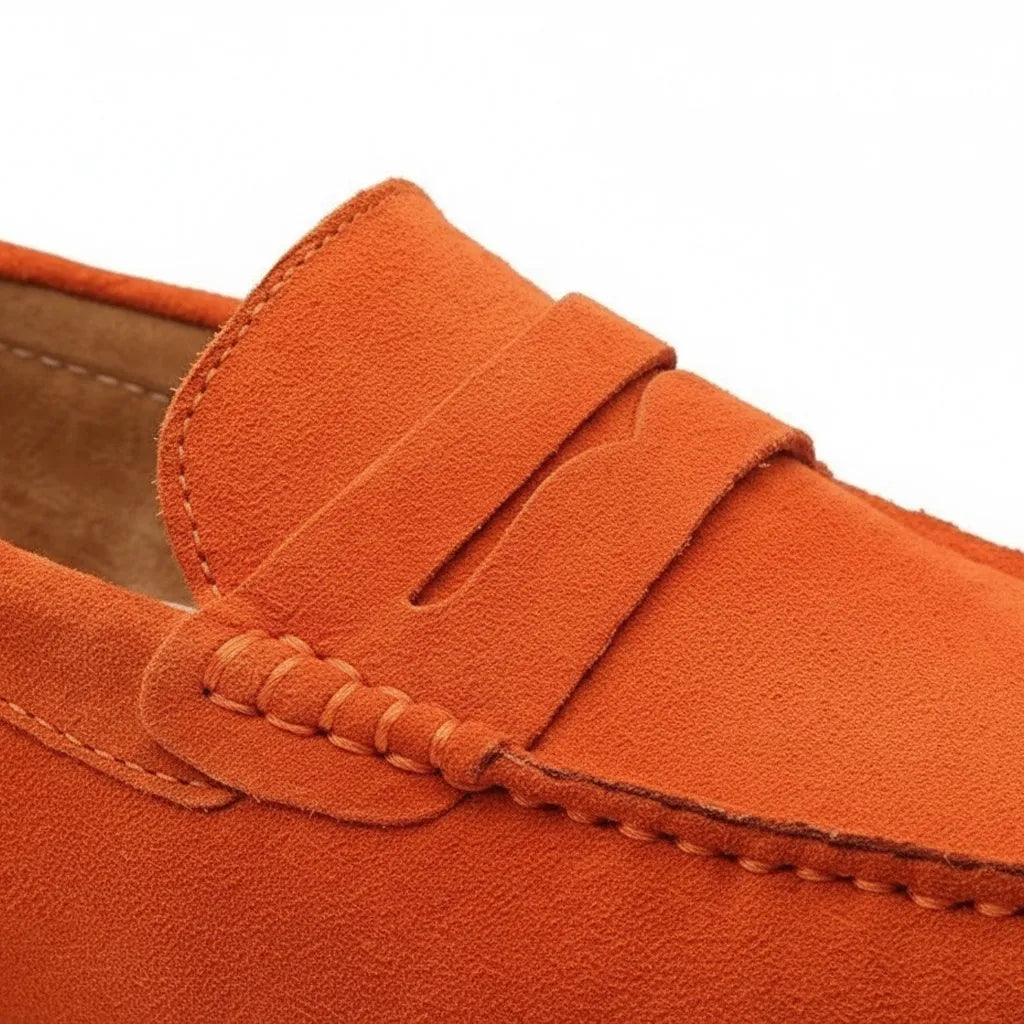 Mocassin en Daim Homme Orange - old money style