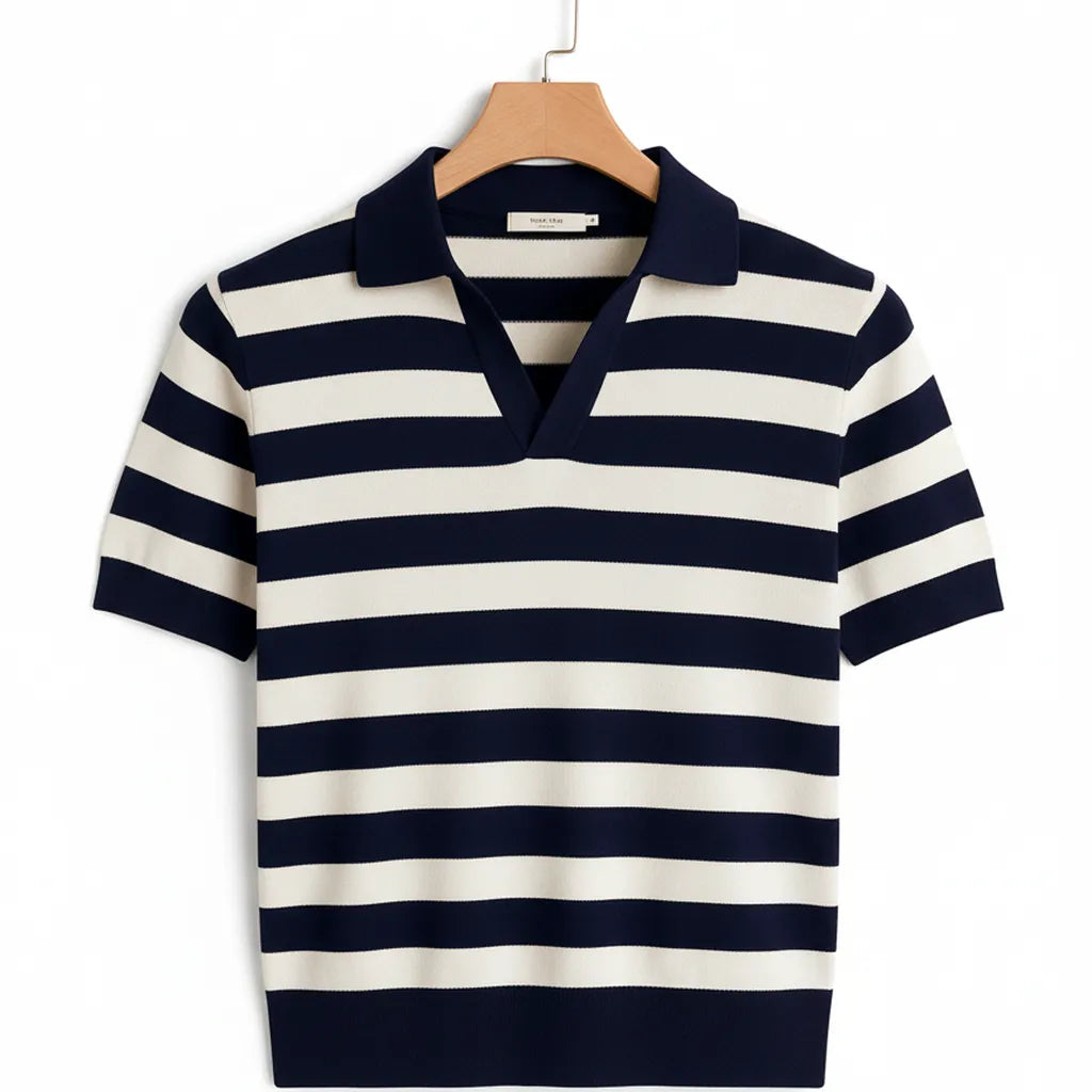 Polo Homme Rayures Noir et Blanc - old money style