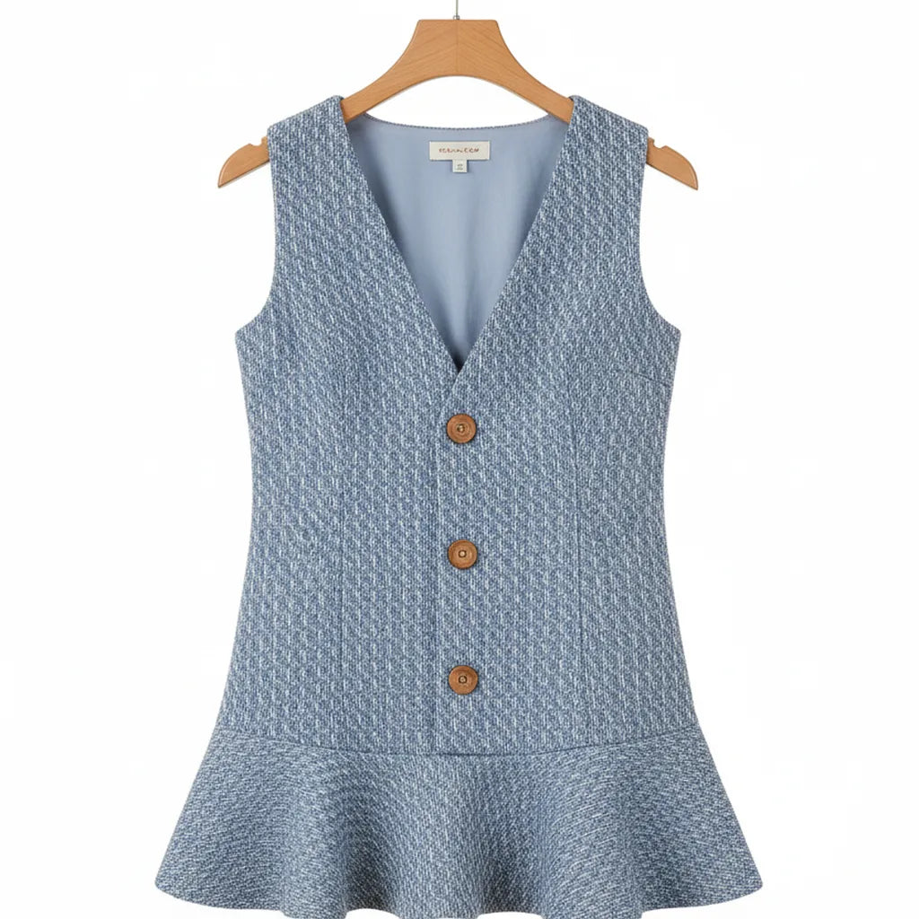 Robe Tweed Bleu Bleu S - My Store