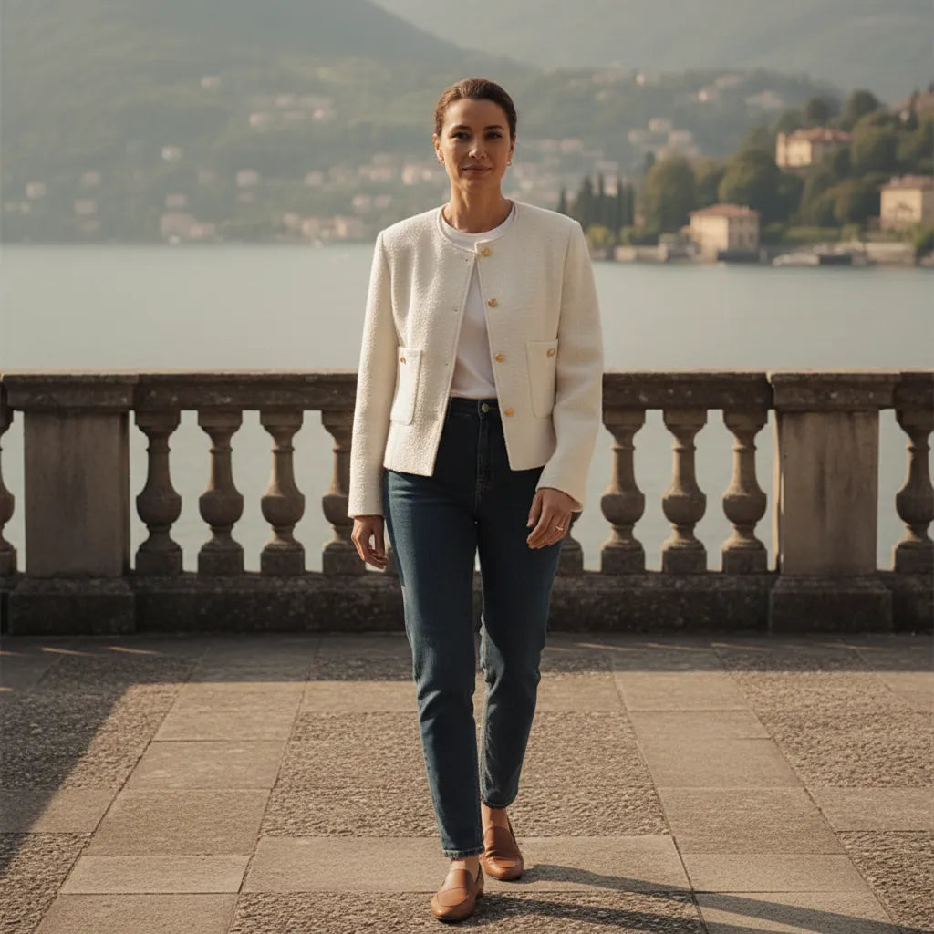 Veste Tweed Femme Beige - My Store